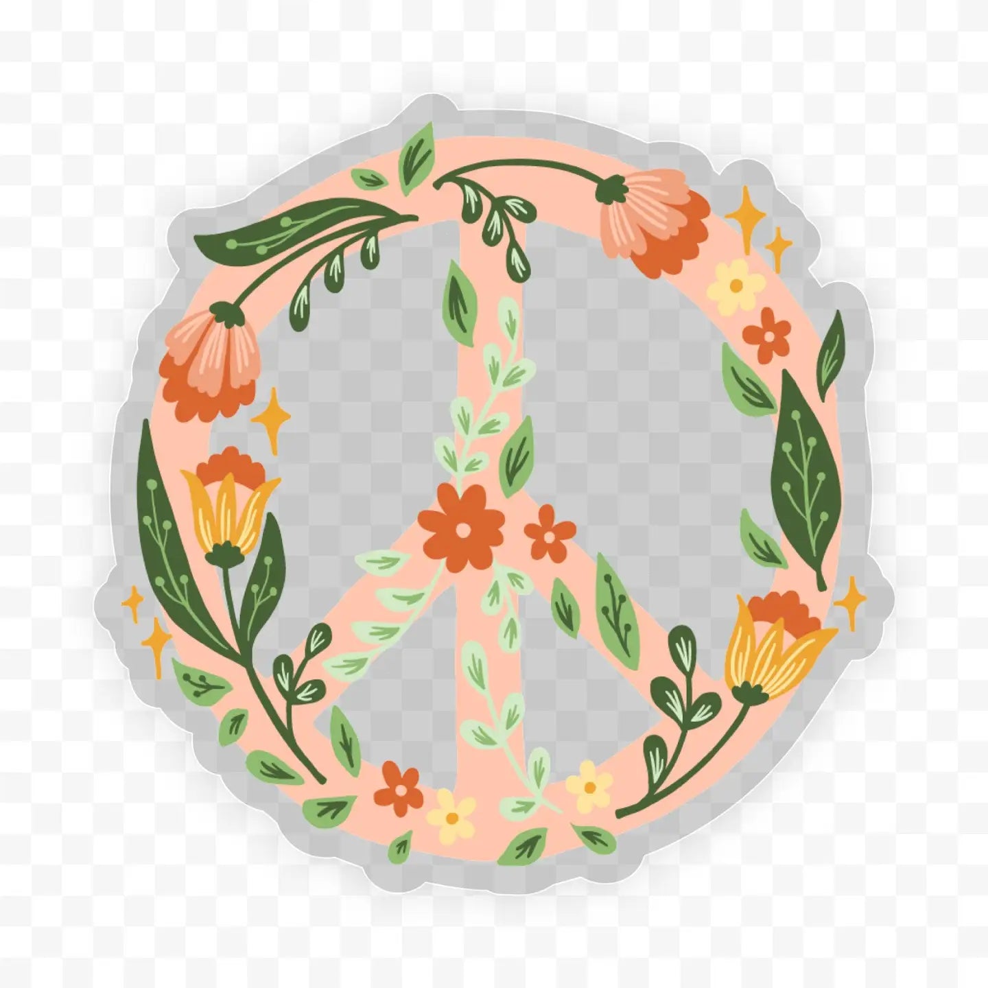 FLORAL PEACE SIGN CLEAR - STICKER