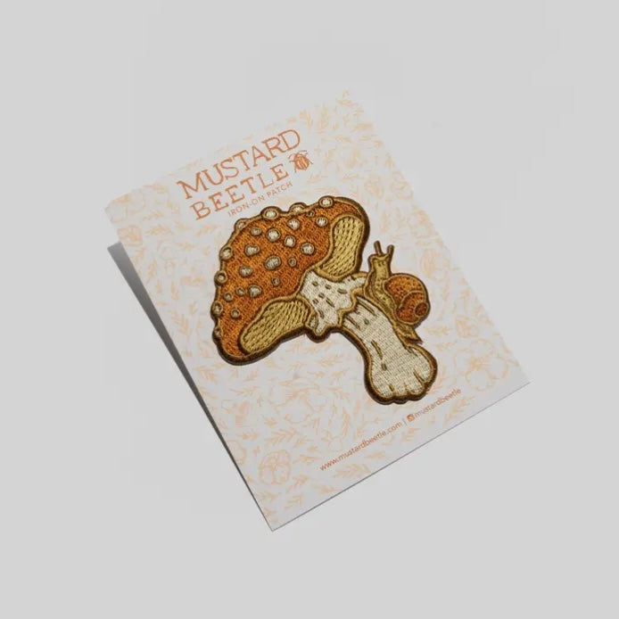 MUSHROOM & SNAIL EMBROIDERED IRON ON PATCH