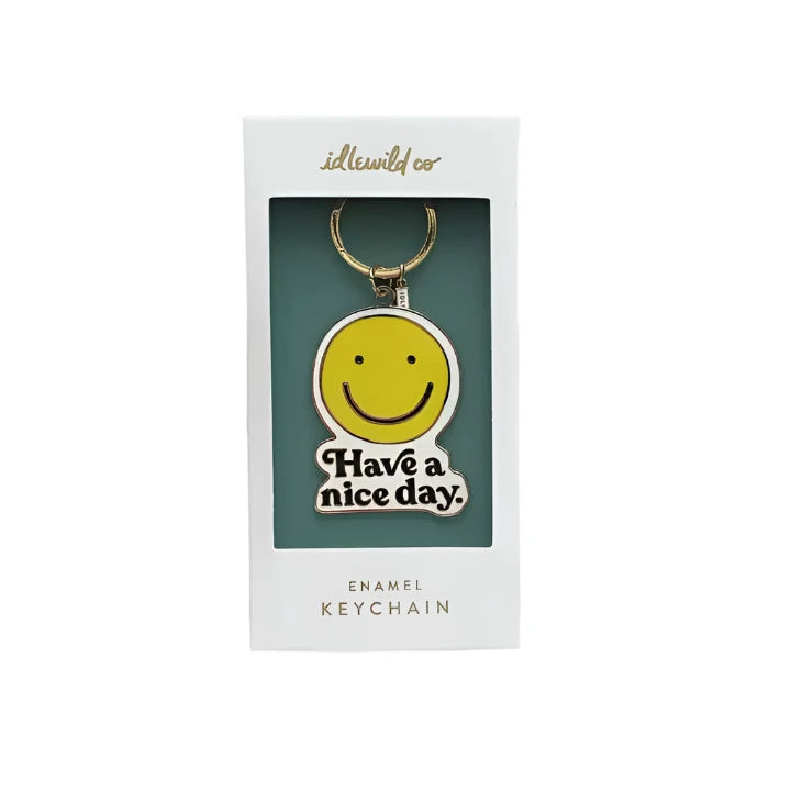 SMILEY BRASS AND ENAMEL - KEYCHAIN