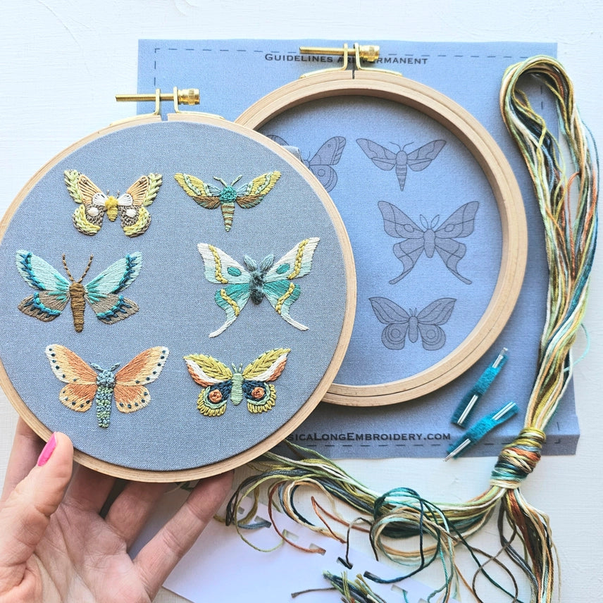 MOTH SAMPLER BEGINNER HAND EMBROIDERY KIT