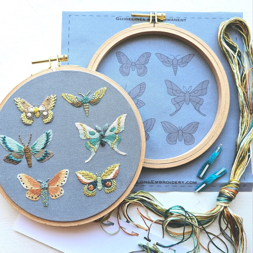 MOTH SAMPLER BEGINNER HAND EMBROIDERY KIT