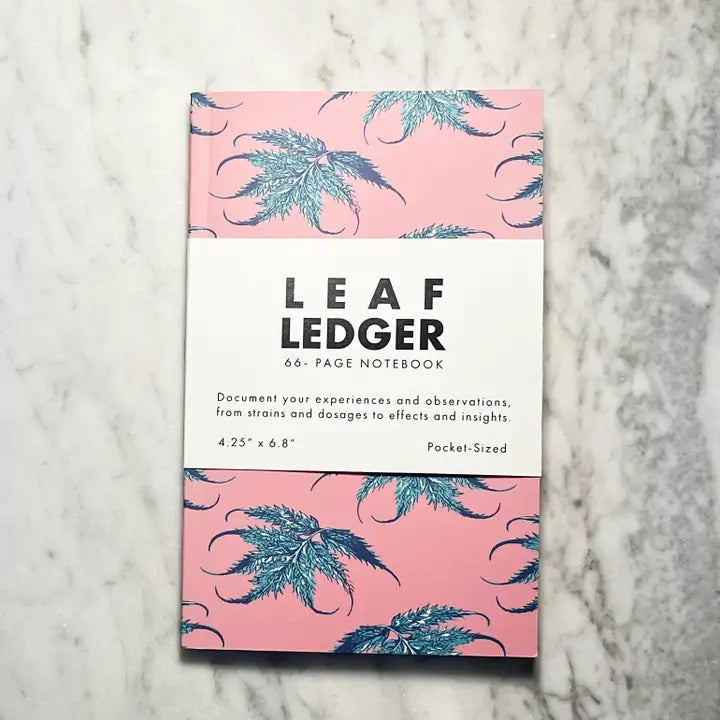 LEAF LEDGER POCKET SIZED NOTEBOOK - PINK AND TEAL