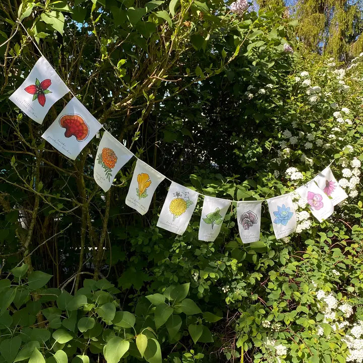 TEA-DYED RAINBOW HERBS PRAYER FLAGS