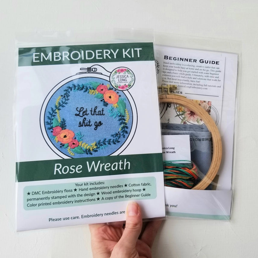 ROSE WREATH BEGINNER HAND EMBROIDERY KIT