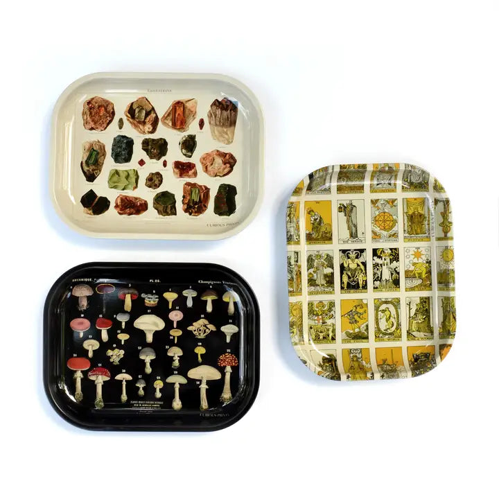 SMALL METAL VINTAGE BLACK MUSHROOM FUNGI PRINT - RITUAL TRAY