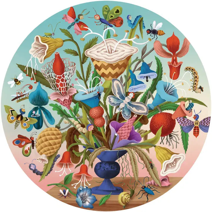 CRAZY BUG BOUQUET - 500 PIECE ROUND JIGSAW PUZZLE