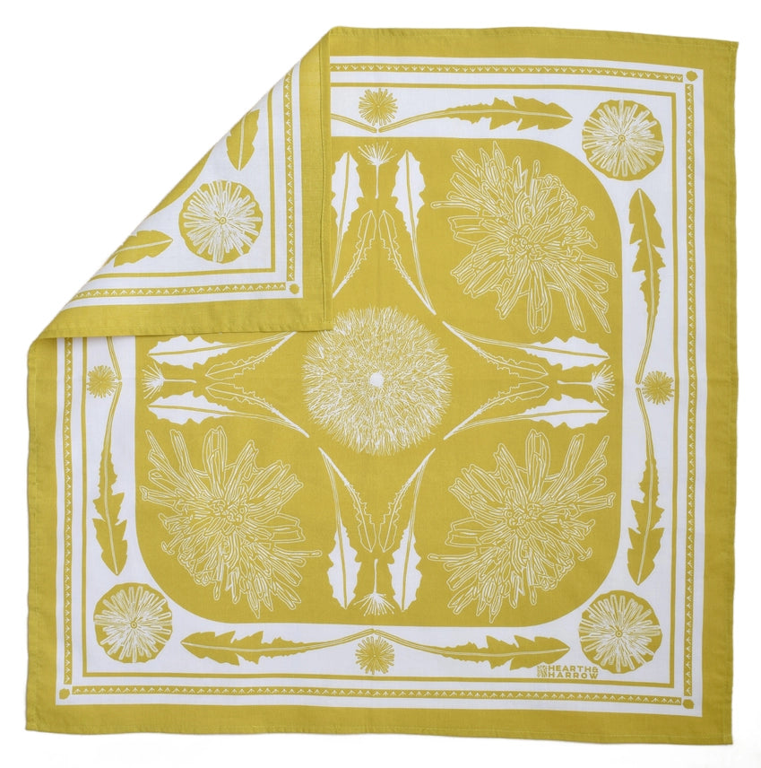 DANDELION BANDANA - 100% COTTON - MUSTARD YELLOW