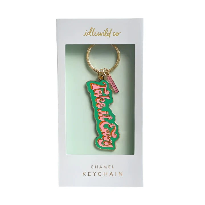 TAKE IT EASY BRASS AND ENAMEL - KEYCHAIN