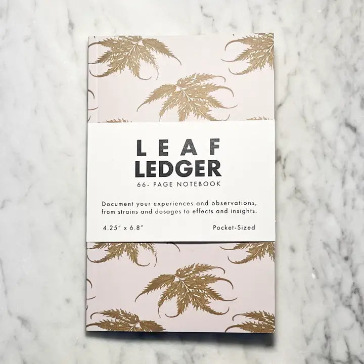 LEAF LEDGER POCKET SIZED NOTEBOOK - CHAMPAGNE AND GOLD