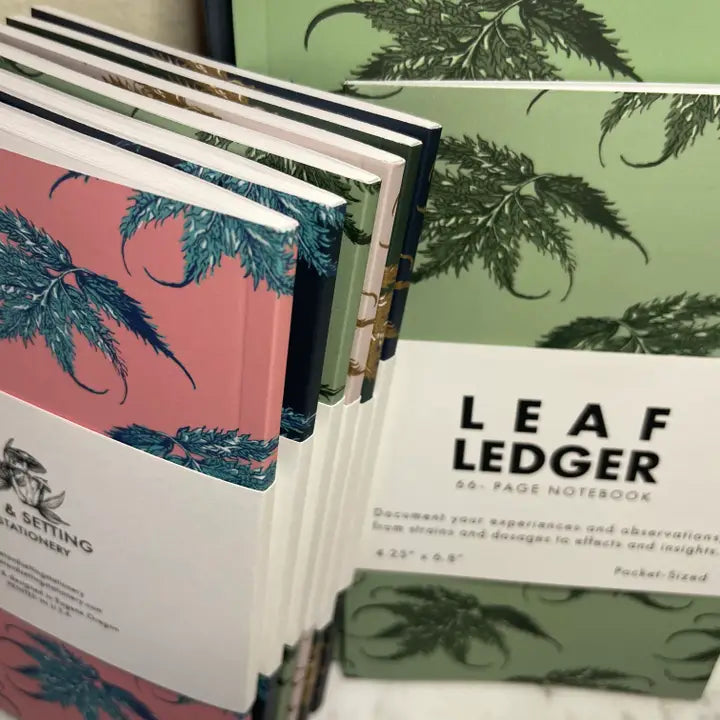 LEAF LEDGER POCKET SIZED NOTEBOOK - PINK AND TEAL