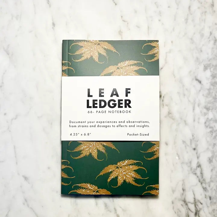 LEAF LEDGER POCKET SIZED NOTEBOOK - EMERALD AND GOLD