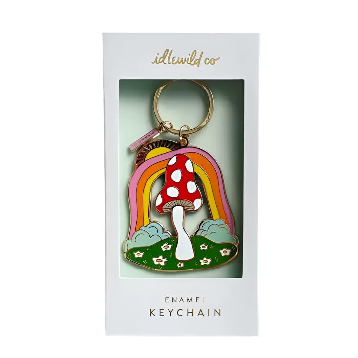 MAGIC MUSHROOM BRASS AND ENAMEL - KEYCHAIN