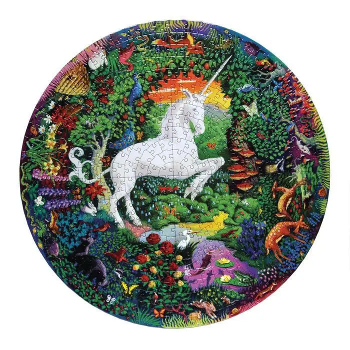 UNICORN GARDEN - 500 PIECE ROUND JIGSAW PUZZLE