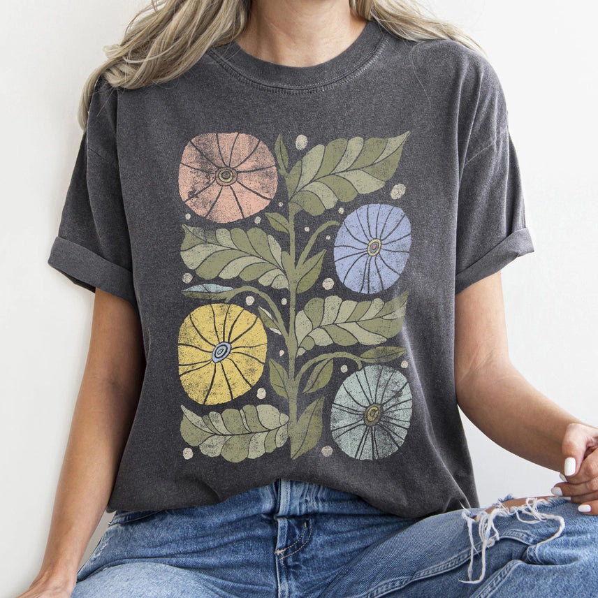 MUSHROOMS AND BUTTERFLIES CELESTIAL (PEPPER - NOT GREEN AS FEATURED) - TEE