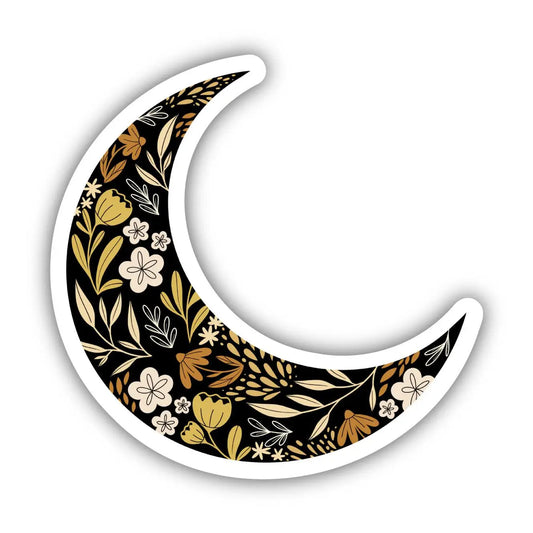 FLORAL CRESCENT MOON - STICKER