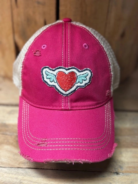 BOHO TRUCKER HAT - ANGEL HEART - PINK