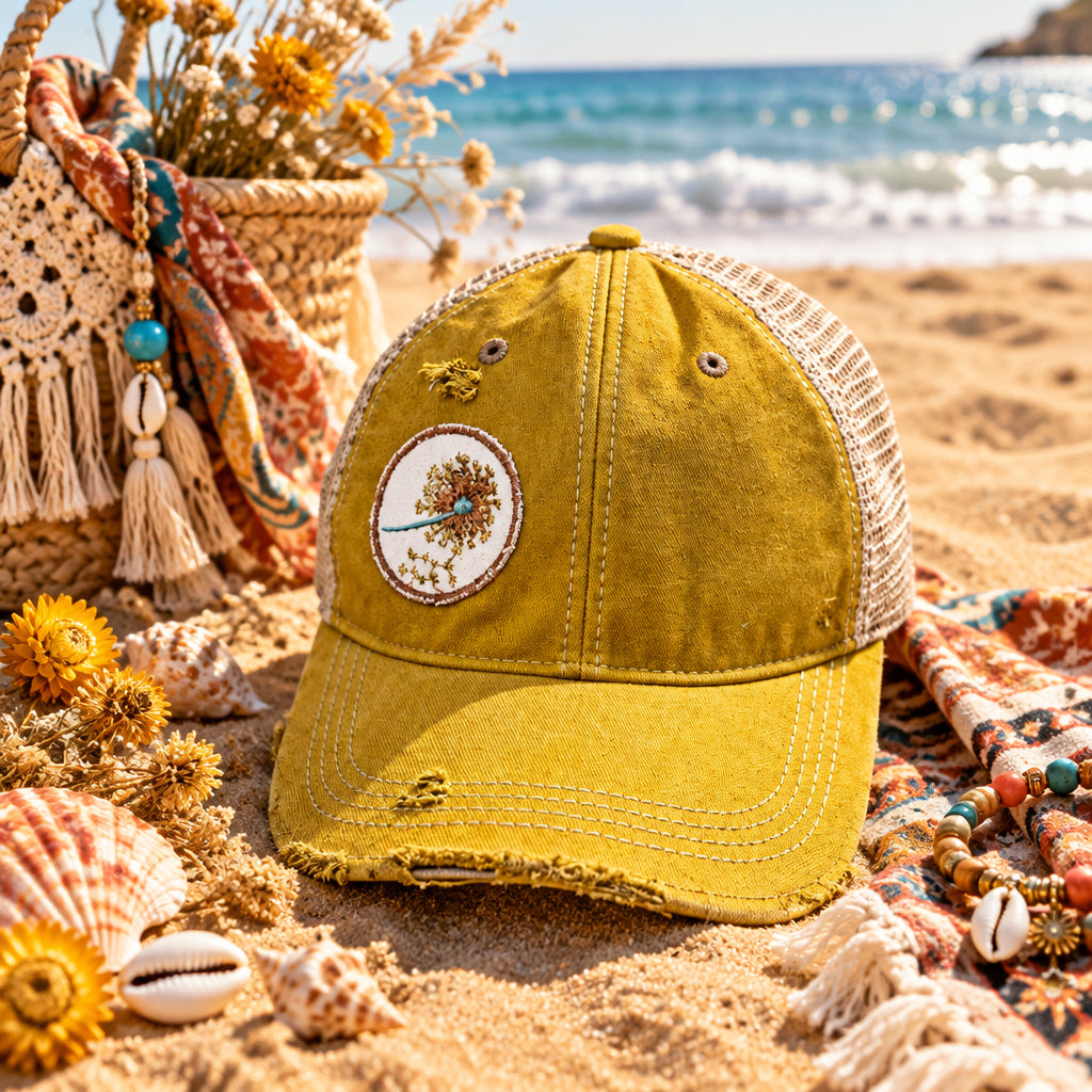 BOHO TRUCKER HAT - DANDELION - GOLDEN