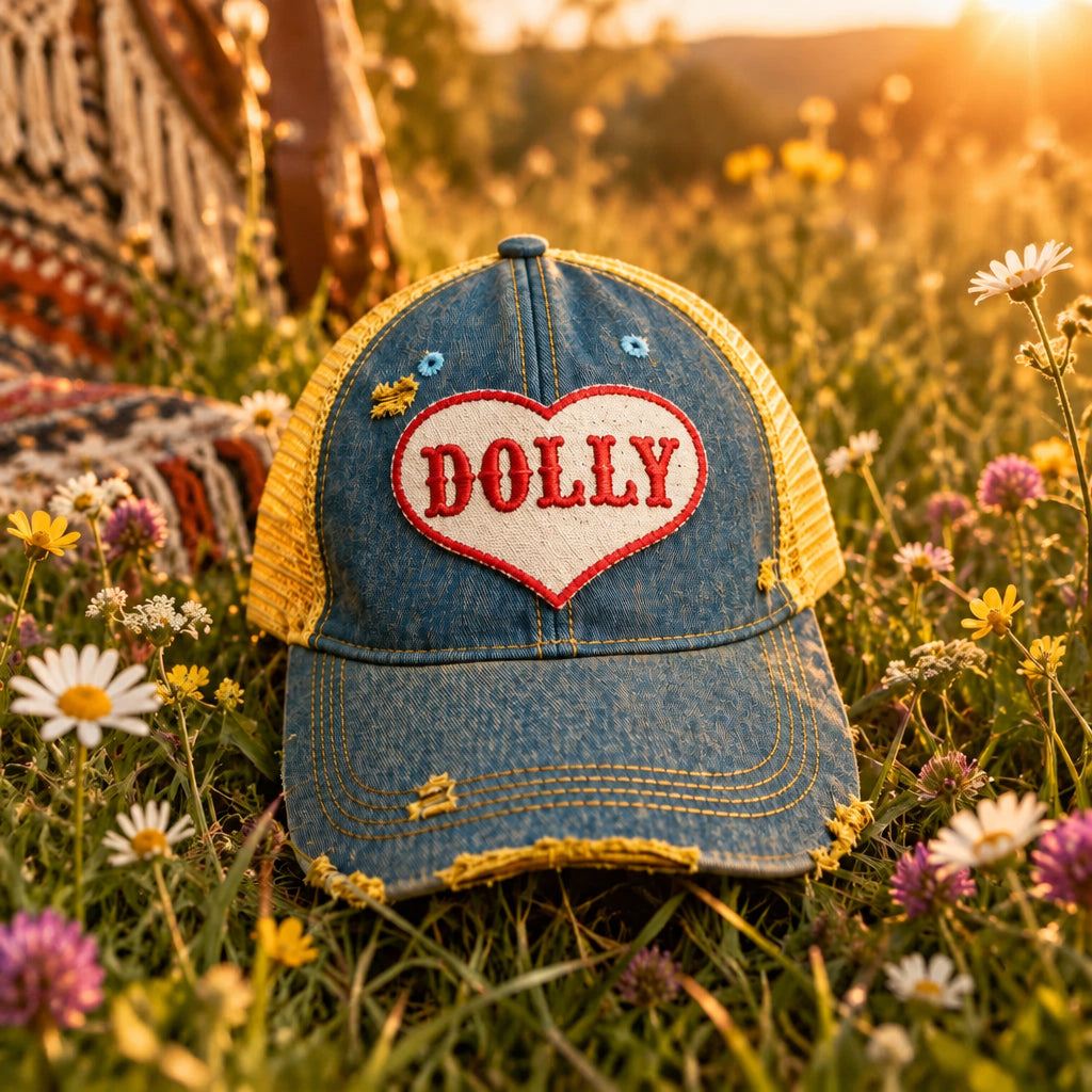 BOHO TRUCKER HAT - DOLLY HEART - BLUE