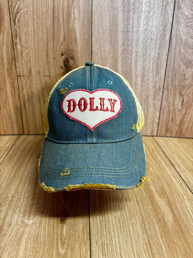 BOHO TRUCKER HAT - DOLLY HEART - BLUE