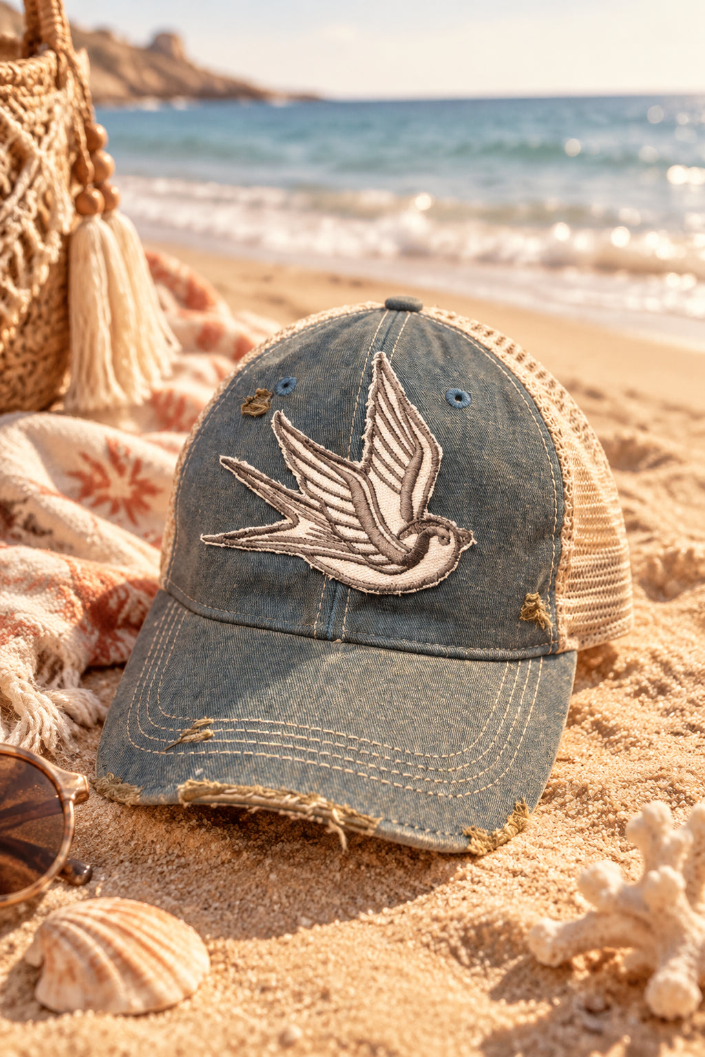BOHO TRUCKER HAT - SPARROW - BLUE