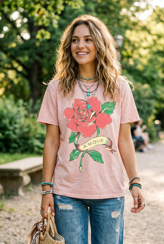 T-SHIRT - AMOUR ROSE - PINK