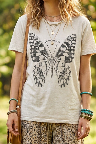 T-SHIRT - FREEDOM BUTTERFLY - IVORY