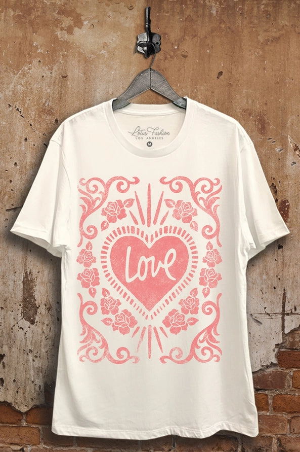 T-SHIRT - LOVE FLORAL - IVORY PINK