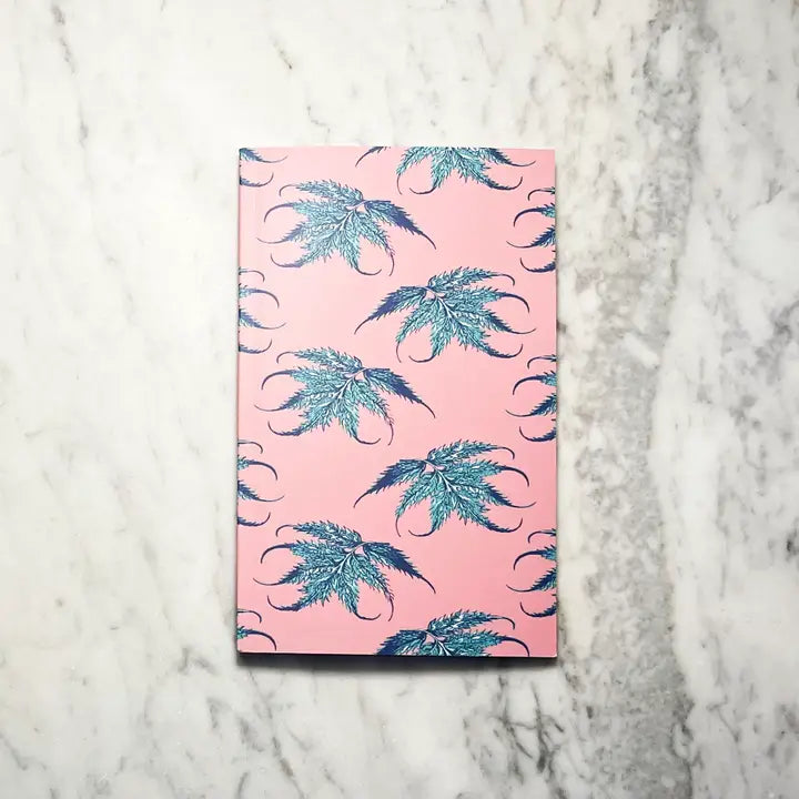 LEAF LEDGER POCKET SIZED NOTEBOOK - PINK AND TEAL