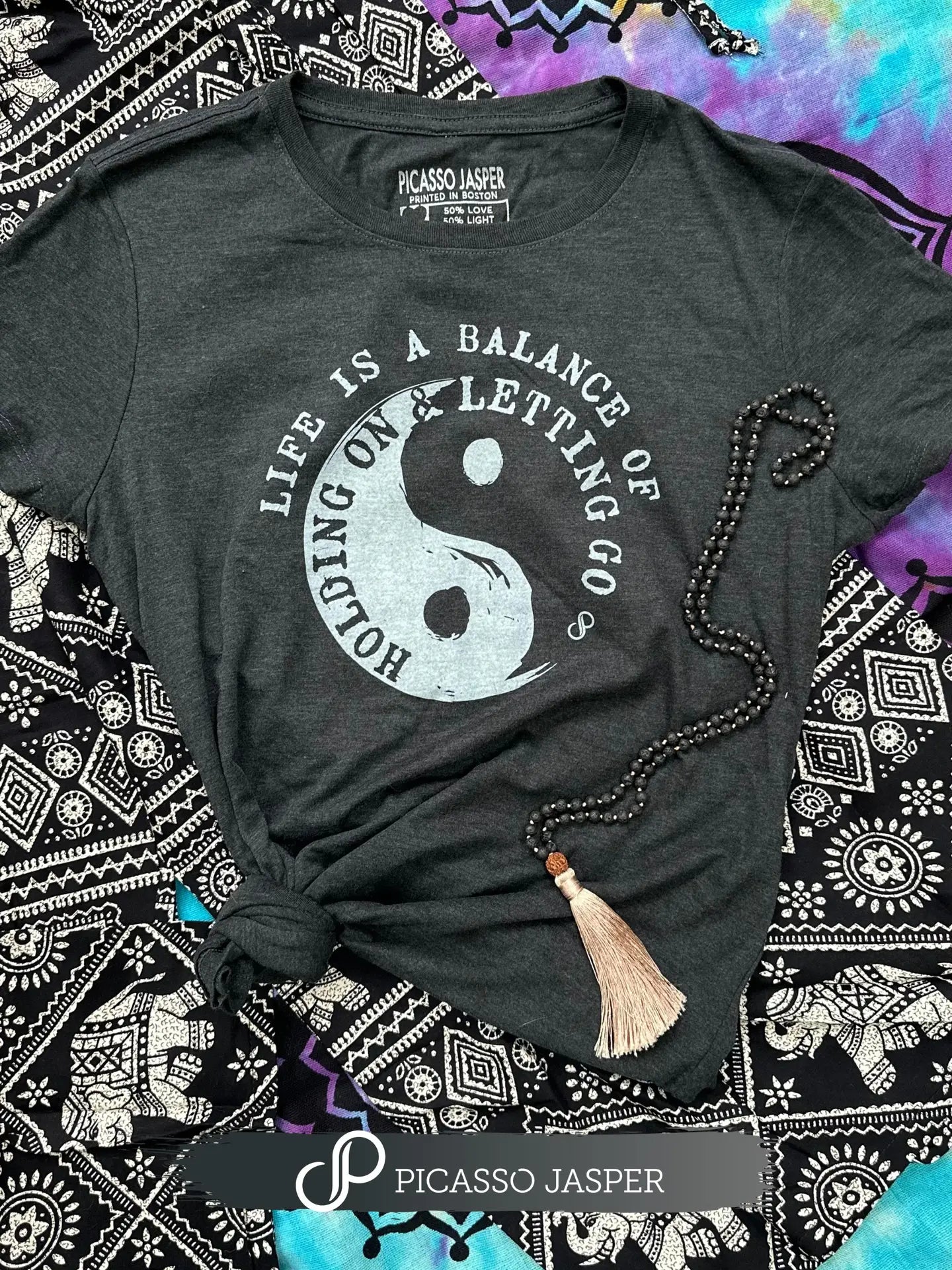 BALANCE, YIN YANG - RETRO HEATHER TEE