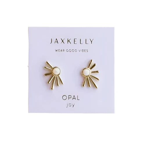 SUN RAY - WHITE OPAL - EARRING