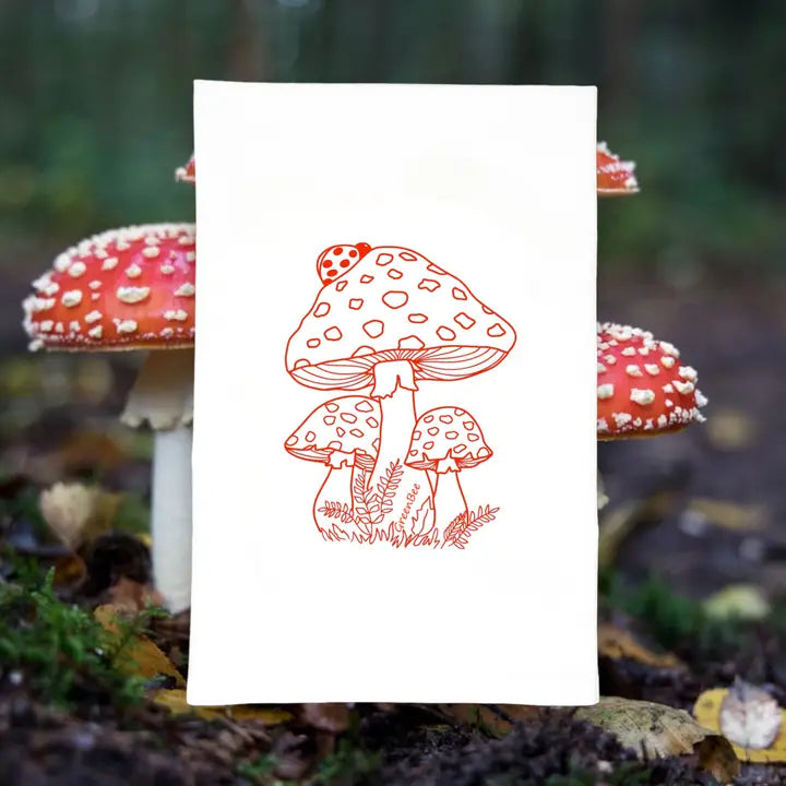 RED MUSHROOM TOADSTOOL - KITCHEN TEA TOWEL