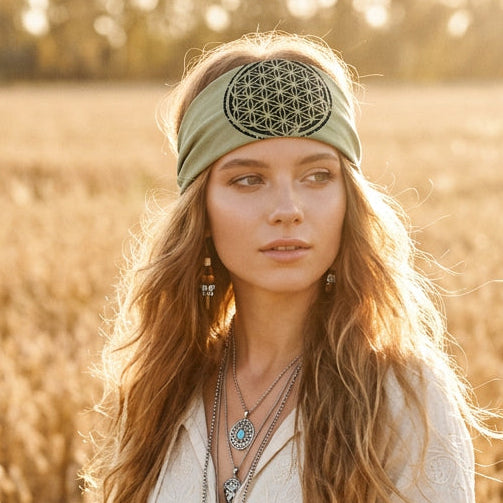 BOHO HEADBAND - CIRCLE OF LIFE - SAGE