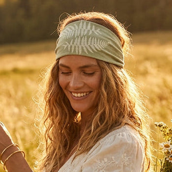 BOHO HEADBAND - FERNS - LIGHT GREEN