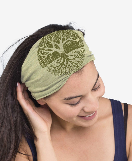 BOHO HEADBAND - TREE OF LIFE - GREEN