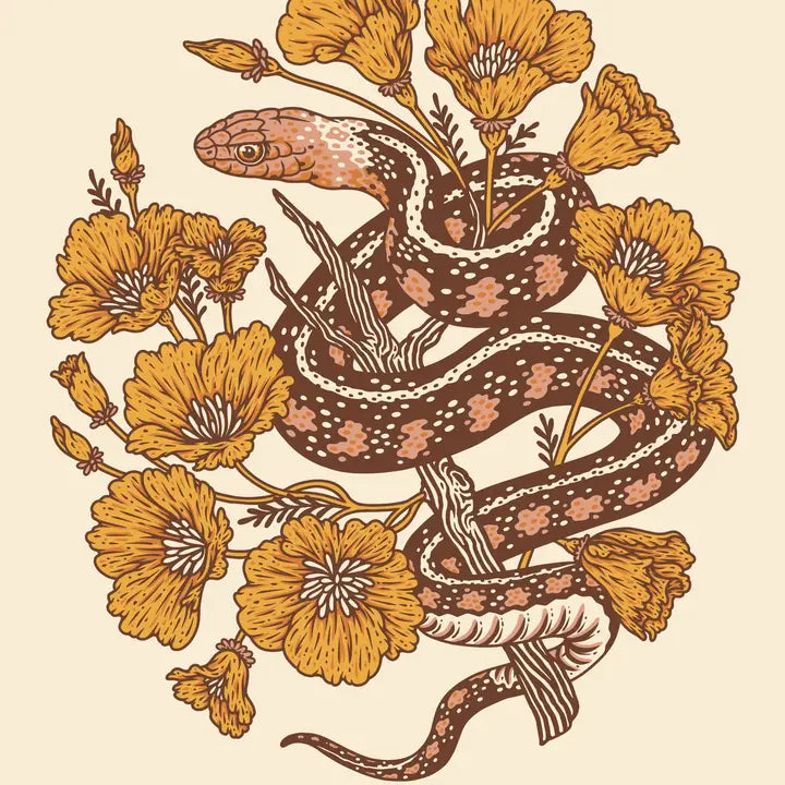 SNAKE + POPPIES GICLEE PRINT