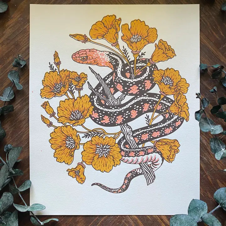 SNAKE + POPPIES GICLEE PRINT