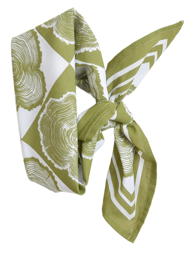 TREE RING BANDANA - 100% COTTON - OLIVE GREEN PRINT