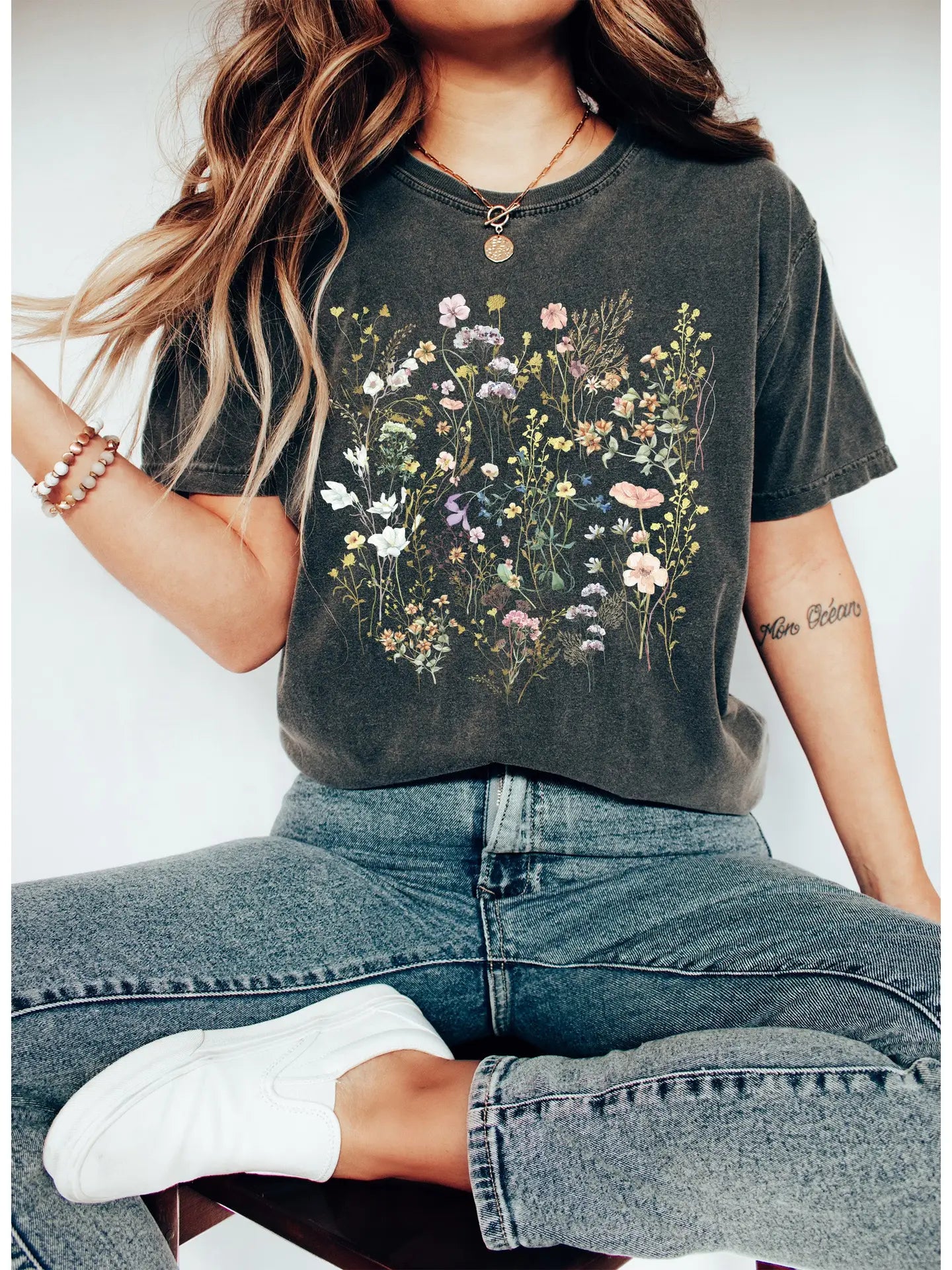 BOHO FLORAL VINTAGE WILDFLOWER MIX - TEE