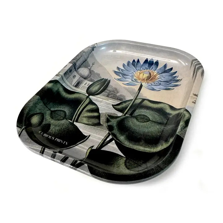 SMALL METAL BLUE LOTUS WATER LILY PRINT - RITUAL TRAY