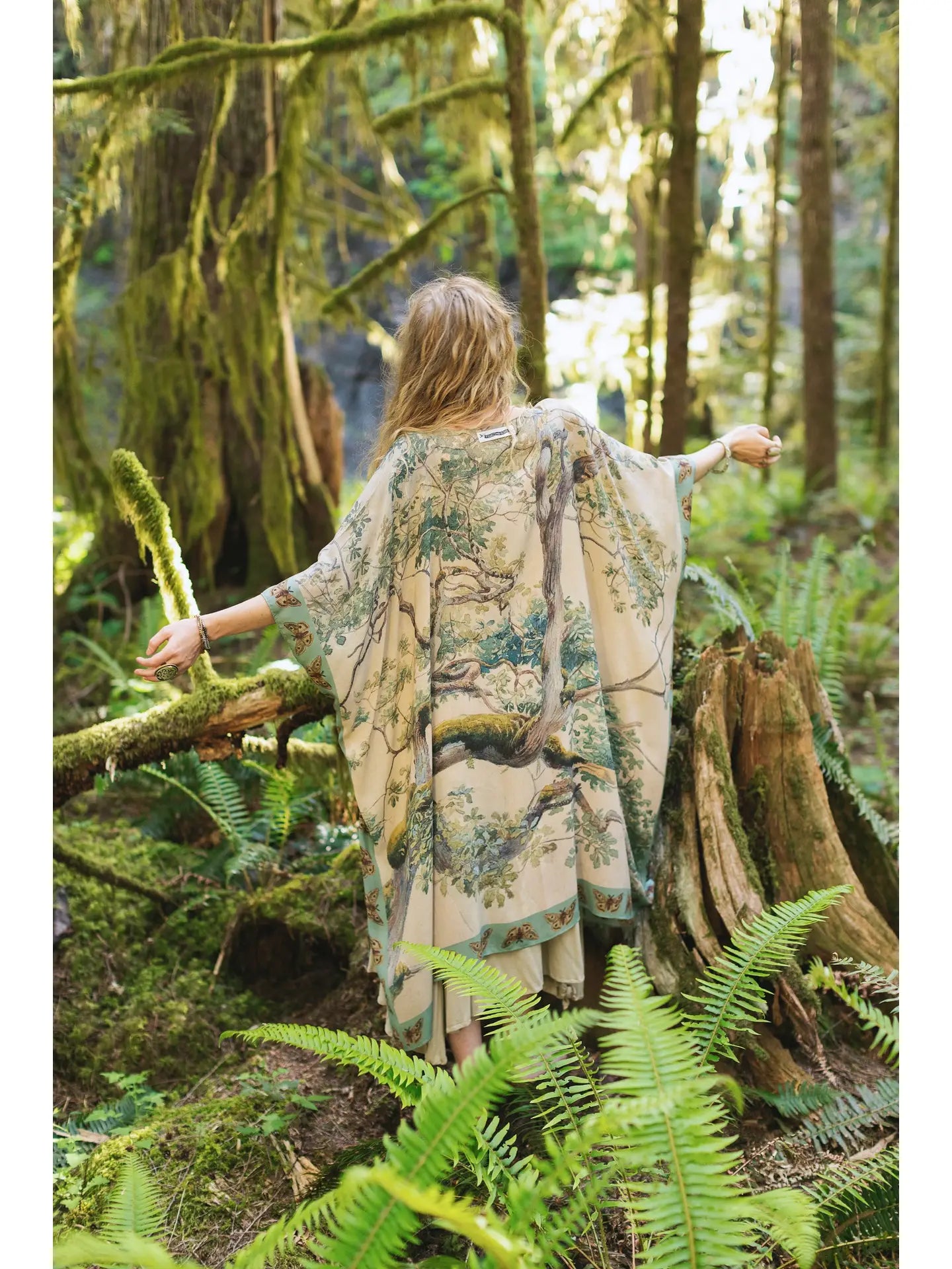 EARTH AND SKY BAMBOO WITH TREE PRINT - KIMONO