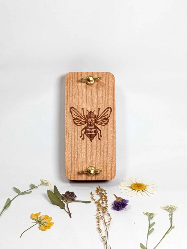 POCKET SIZED FLOWER PRESS WITH BEE DESIGN - 2" X 4"