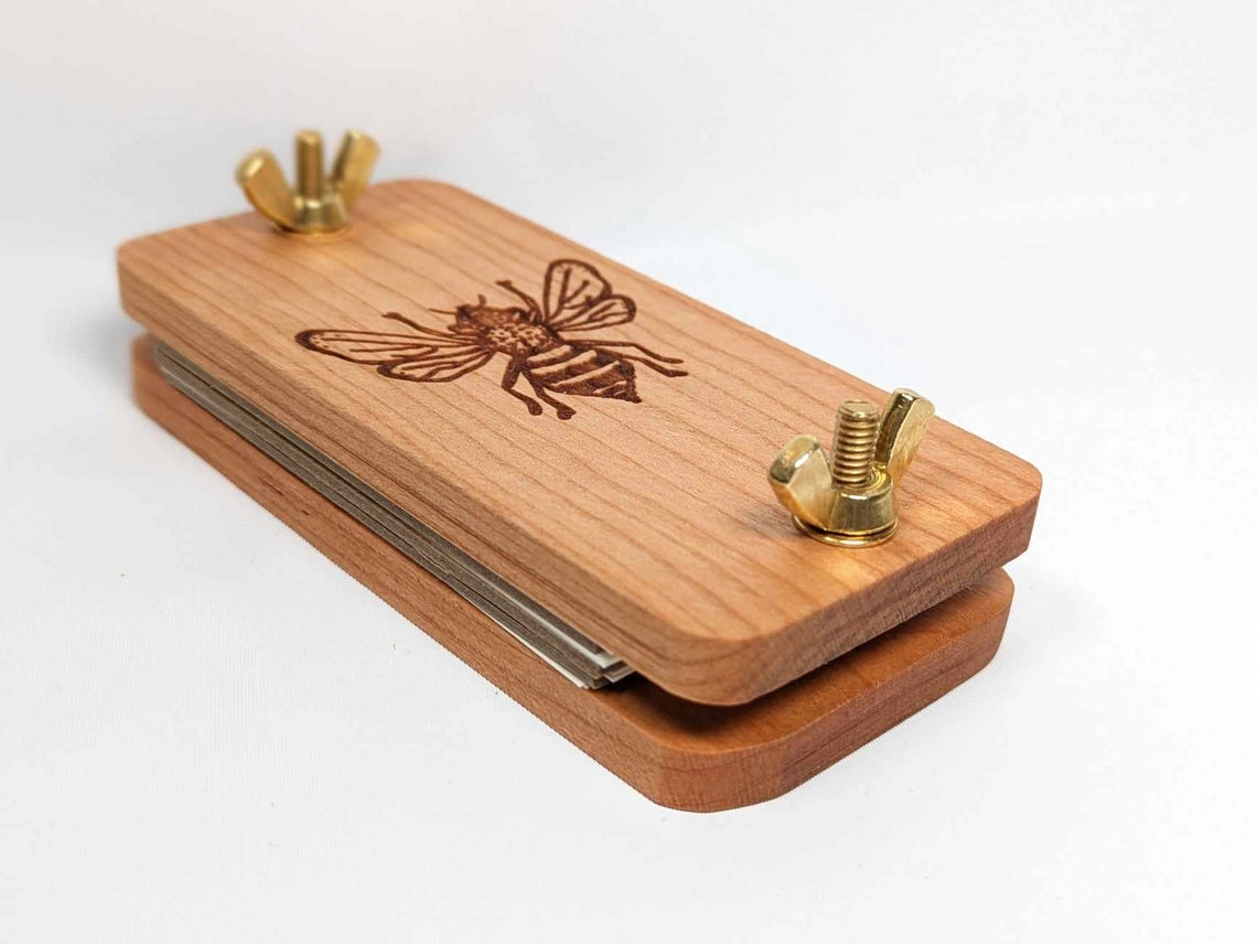 POCKET SIZED FLOWER PRESS WITH BEE DESIGN - 2" X 4"