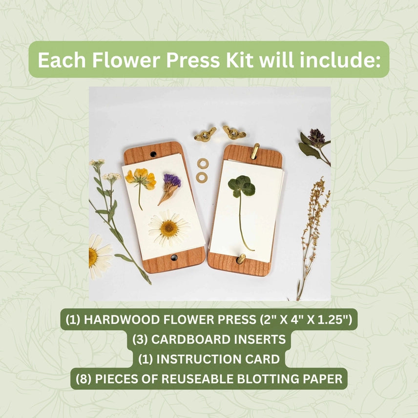 POCKET SIZED FLOWER PRESS WITH BEE DESIGN - 2" X 4"
