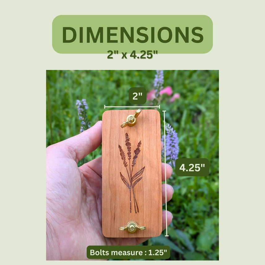 POCKET SIZED FLOWER PRESS WITH LAVENDER DESIGN - 2" X 4"