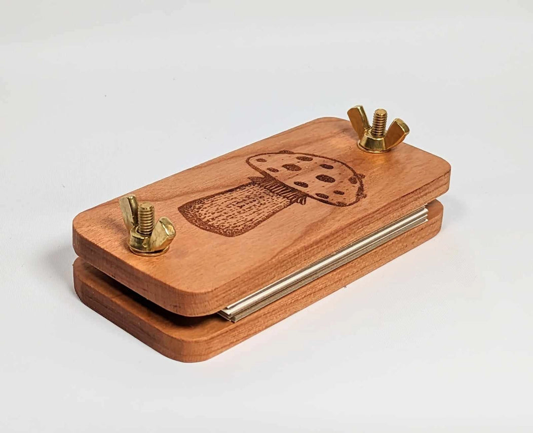POCKET SIZED FLOWER PRESS WITH MUSHROOM DESIGN - 2" X 4" (Copy)