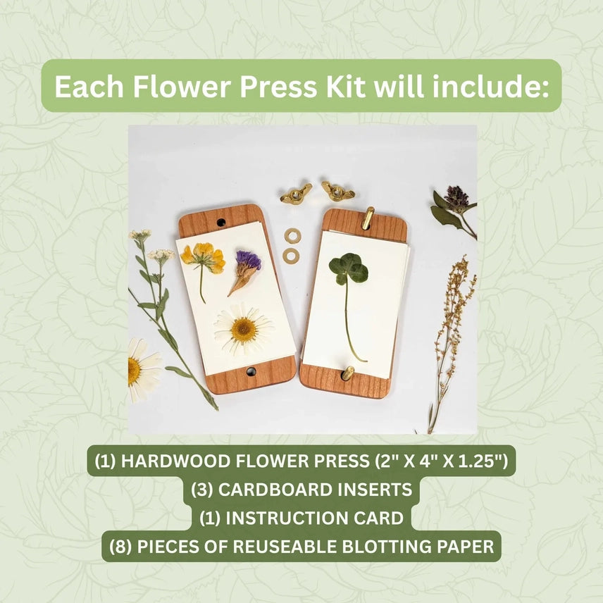 POCKET SIZED FLOWER PRESS WITH YARROW DESIGN - 2" X 4"