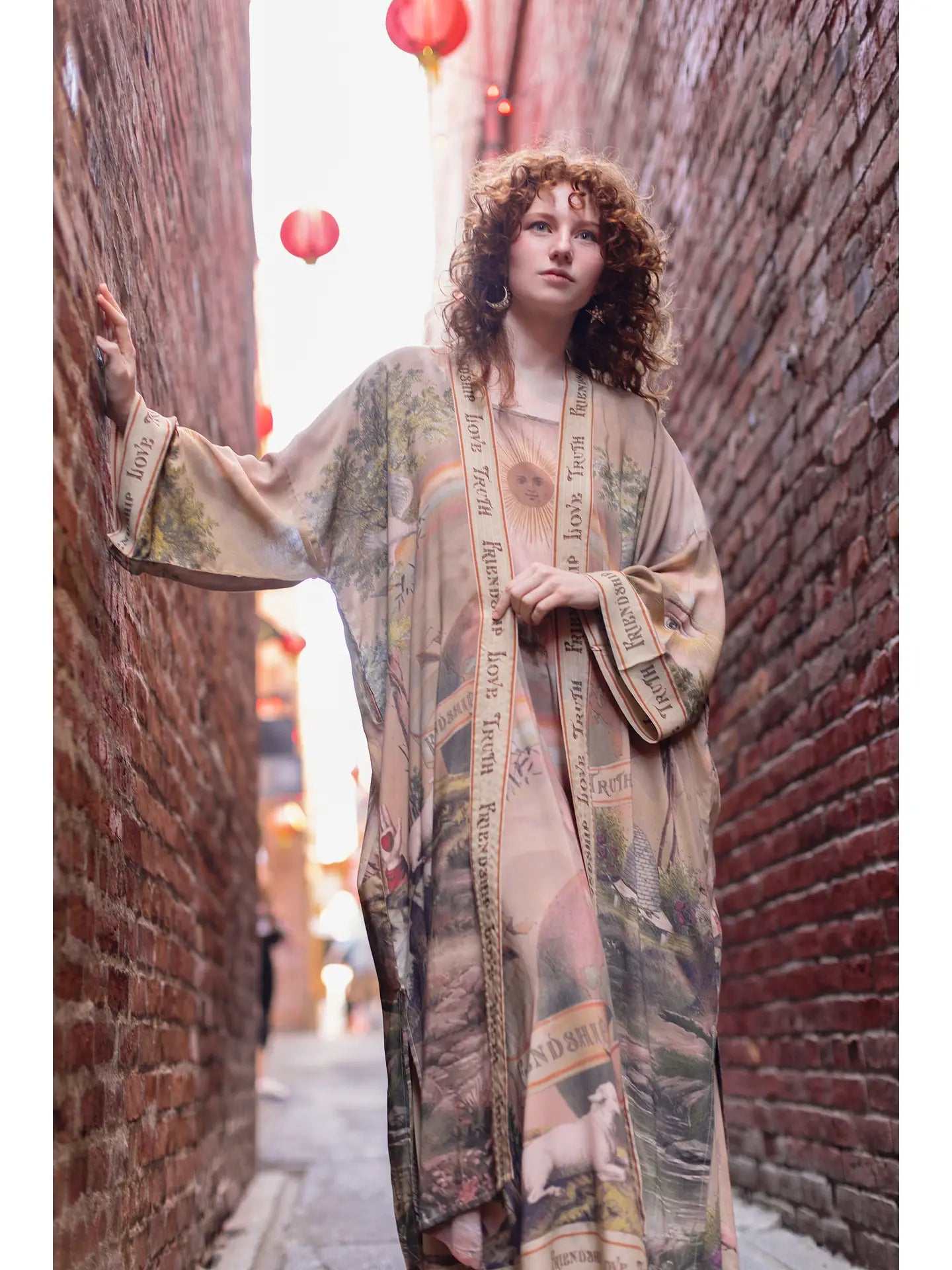 FRIENDSHIP, LOVE AND TRUTH VINTAGE WASH DUSTER - KIMONO