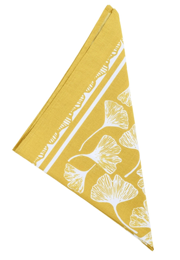 GINKO LEAF BANDANA - 100% COTTON - YELLOW