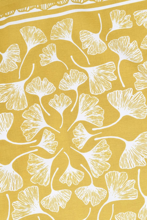 GINKO LEAF BANDANA - 100% COTTON - YELLOW