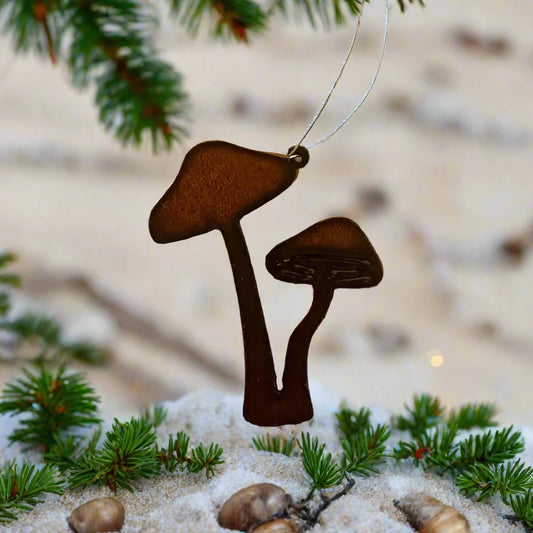 DOUBLE MUSHROOM RUSTIC - ORNAMENT